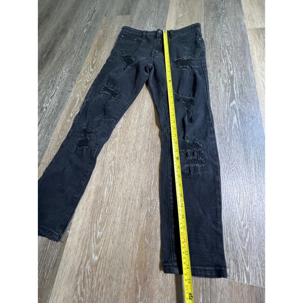 Blind Trust Distressed‎ Jeans Women 14 Black Ripped Slim Fit Moto Edge